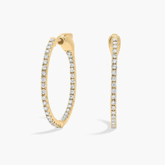 Inside Out Lab-Grown Diamond Round Hoops in yellow gold